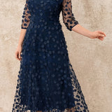 Vestido Longo Bordado Meia Manga (Promoção Lançamento)