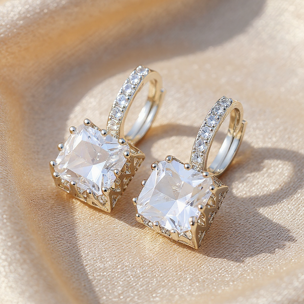 Brinco Lumière Étoile Ouro Branco 18K