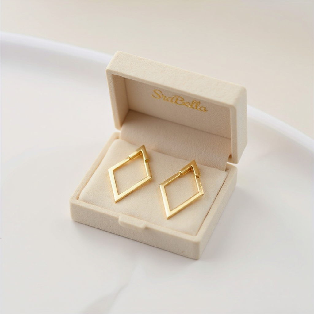 Brinco Prisma Dourado 14K