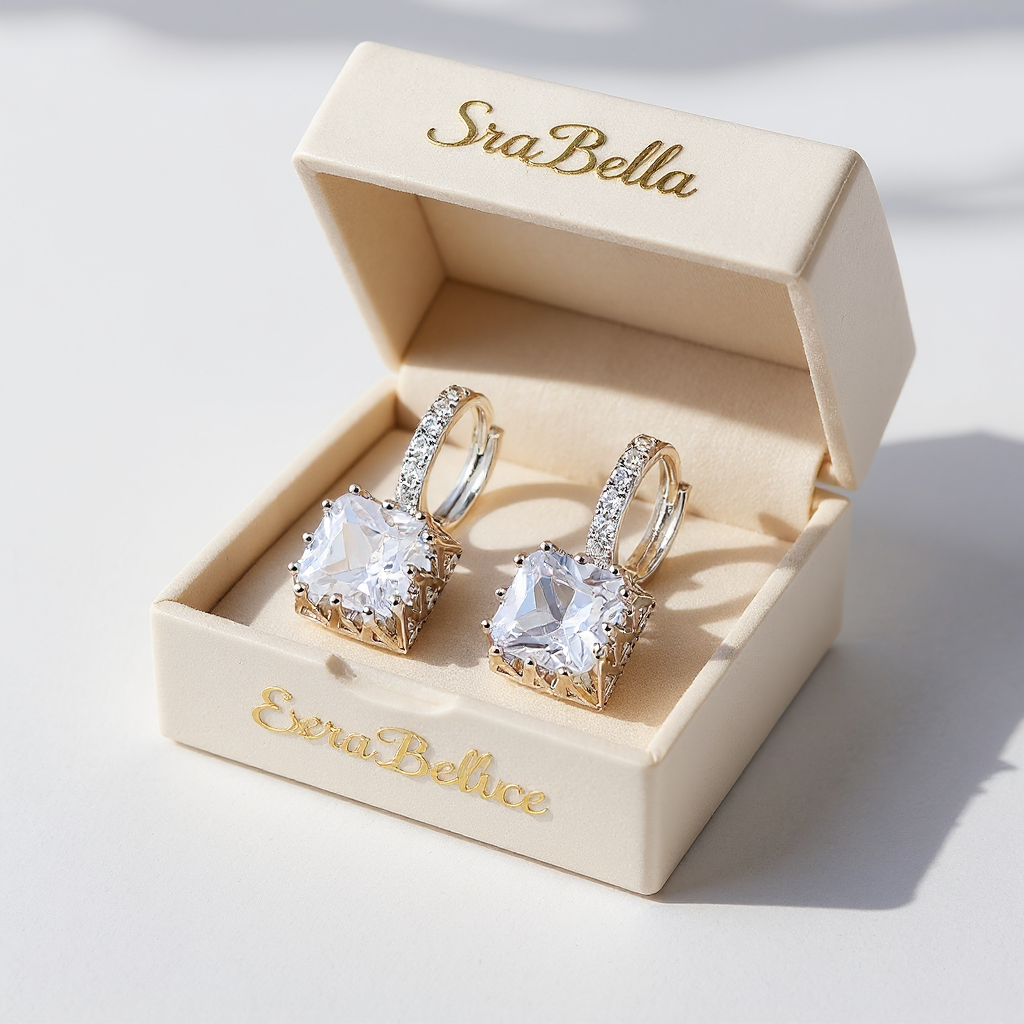 Brinco Lumière Étoile Ouro Branco 18K