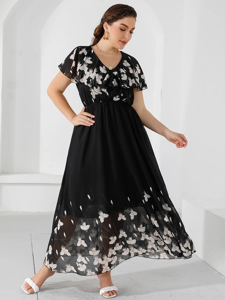 Vestido Maxi Babado Floral (Promoção Lançamento)