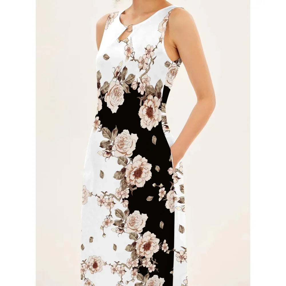 Vestido Feminino Longo com Flores (Promoção Lançamento)