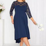 Vestido Chiffon Meia Manga Azul