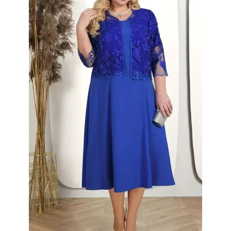 Vestido Bordado Rosa Duas Peças
