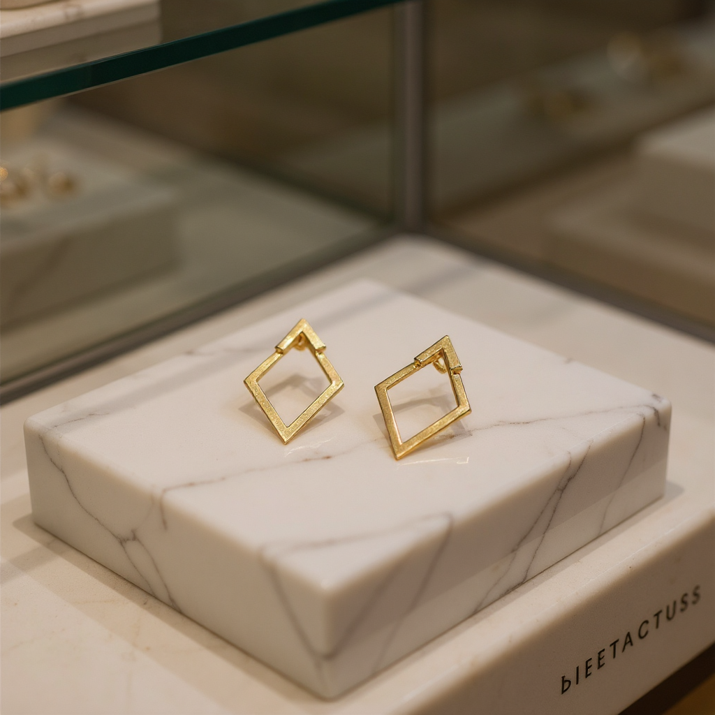 Brinco Prisma Dourado 14K